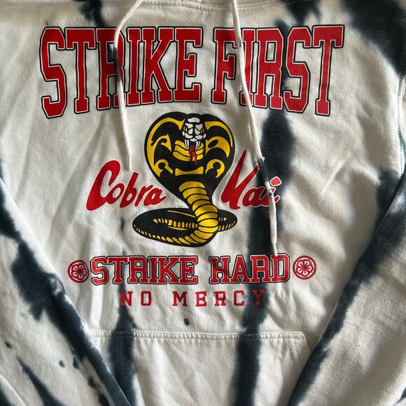 Cobra Kai Tie Dye Hoodie Strike First Strike Hard No Mercy Bioworld Size M - Picture 2 of 9
